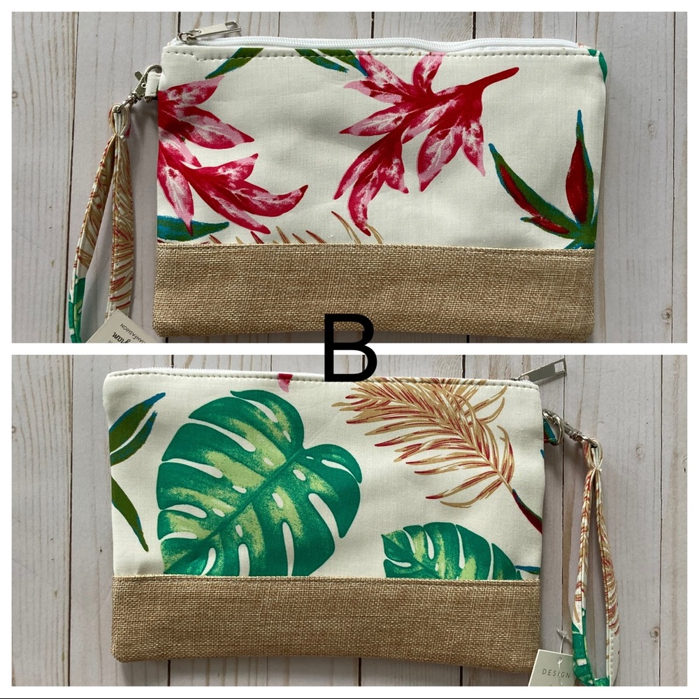 Monstera/Palm Leaf/Floral Print Wristlet/Cosmetic Bag - Picture 6 of 8